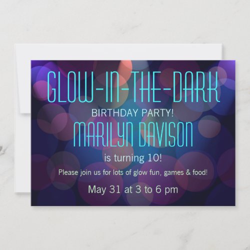 Colorful Glow in the Dark Party Invitations