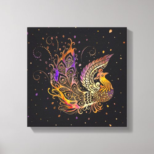 Colorful Glow Phoenix Bird Canvas Print