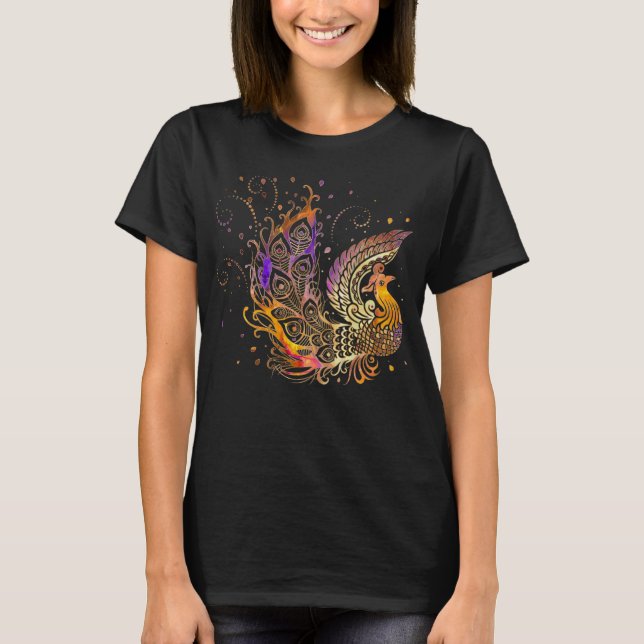 Colorful Glow Phoenix Bird T-Shirt (Front)