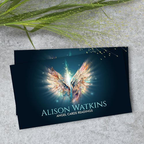 Colorful glowing Angel wings   Business Card