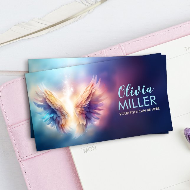 Colorful glowing Angel wings   Business Card (Creator Uploaded)