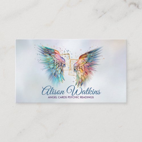 Colorful glowing Angel wings cards 