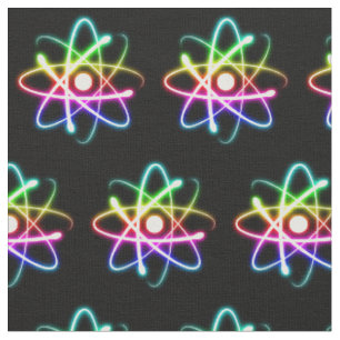Colorful Glowing Atom (001) Fabric
