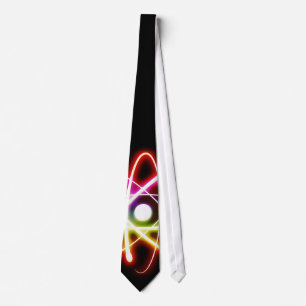 Colorful Glowing Atom   Black Geek Gifts Neck Tie