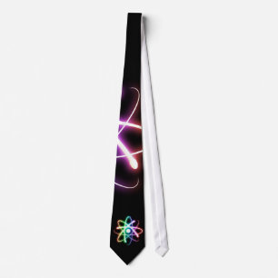 Colorful Glowing Atom - Black Neck Tie
