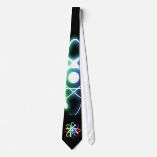 Colorful Glowing Atom - Black Neck Tie