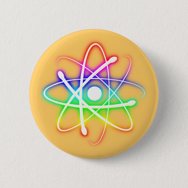 Colorful Glowing Atom - Button (Front)