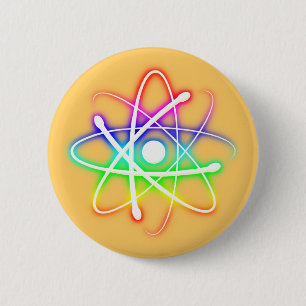 Colorful Glowing Atom - Button