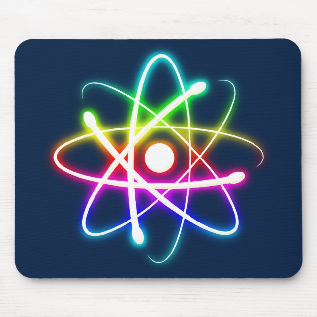 Colorful Glowing Atom - dark blue Mouse Pad (Front)