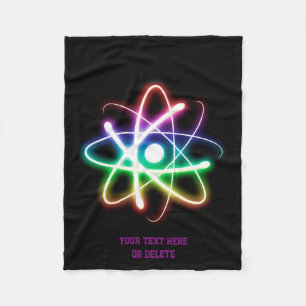 Colorful Glowing Atom Geek Gifts Fleece Blanket