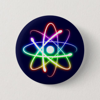 Colorful Glowing Atom | Geek Gifts Pinback Button