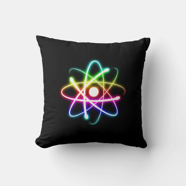 Colorful Glowing Atom | Geek Gifts Throw Pillow (Front)