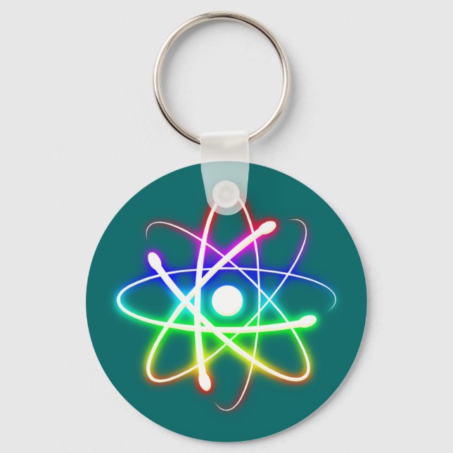 Colorful Glowing Atom | Geek Keychain (Front)