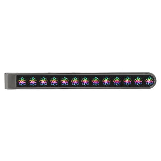 Colorful Glowing Atom Gunmetal Finish Tie Clip