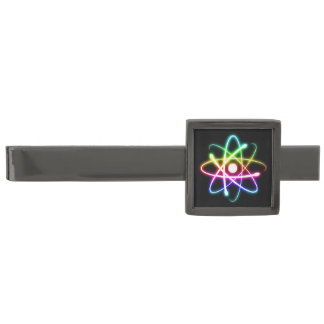 Colorful Glowing Atom Gunmetal Finish Tie Clip