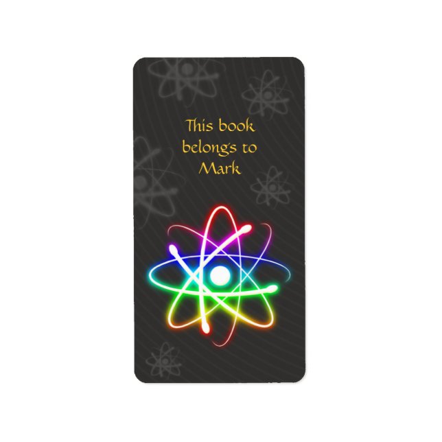 Colorful Glowing Atom Label (Front)