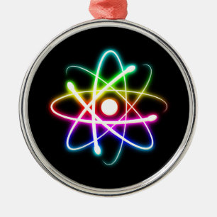 Colorful Glowing Atom Metal Ornament