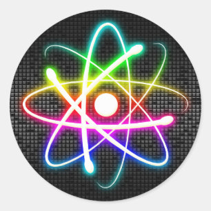 Colorful Glowing Atom - modern sticker