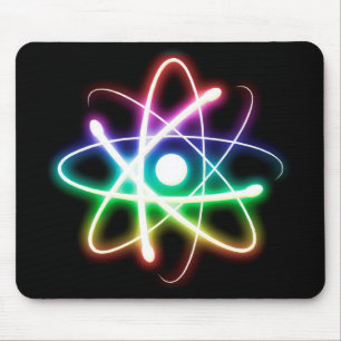 Colorful Glowing Atom Nerd Mouse Pad