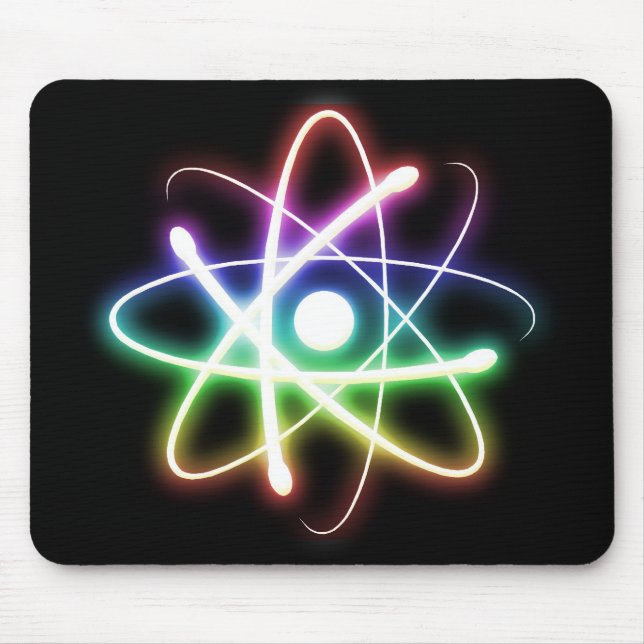 Colorful Glowing Atom | Nerd Mouse Pad (Front)