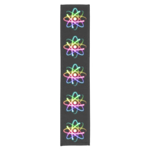 Colorful Glowing Atom Pattern Short Table Runner