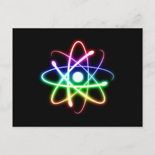 Colorful Glowing Atom Postcard