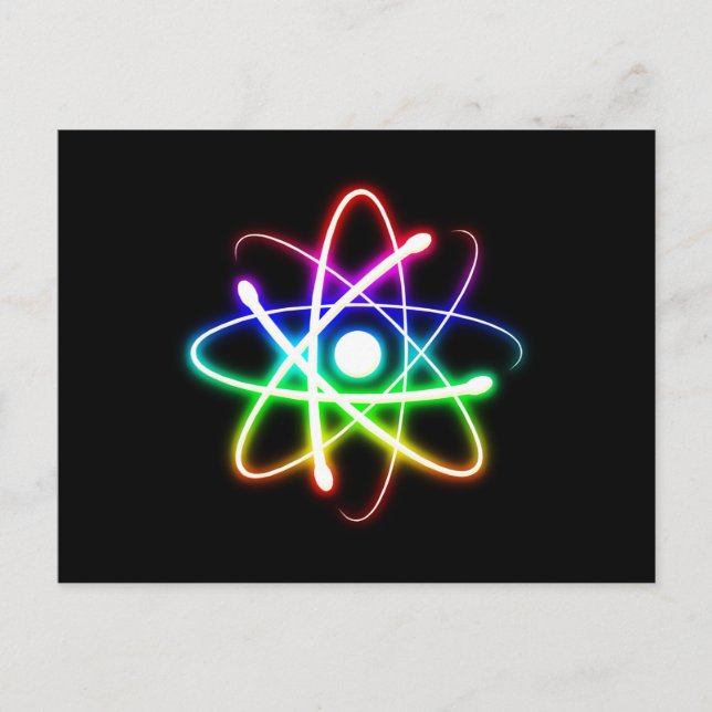 Colorful Glowing Atom Postcard (Front)