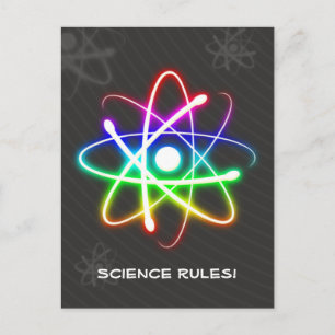 Colorful Glowing Atom Postcard
