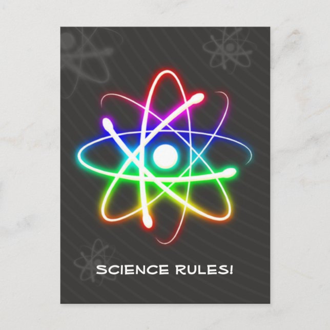 Colorful Glowing Atom Postcard (Front)