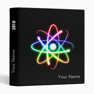 Colorful Glowing Atom   Science 3 Ring Binder