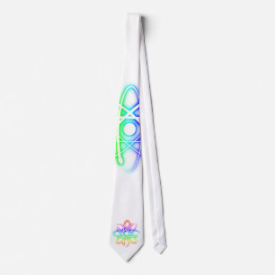 Colorful Glowing Atom - White Tie
