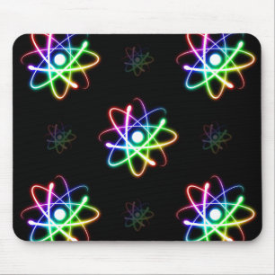 Colorful Glowing Atoms - mousepad