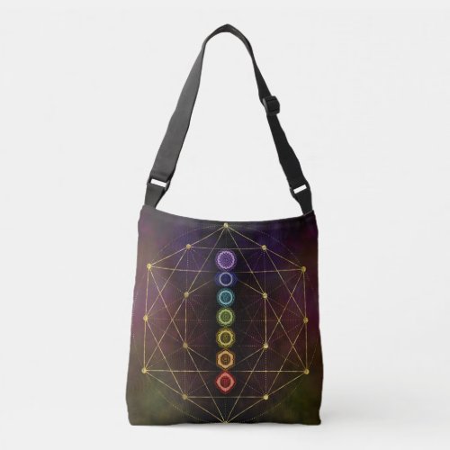 Colorful Glowing  Chakras Crossbody Bag