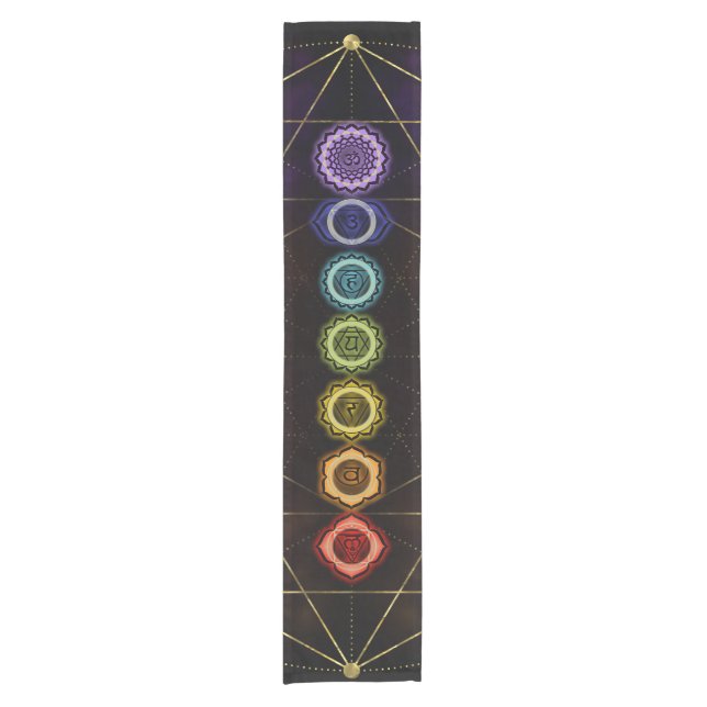 Colorful Glowing  Chakras Short Table Runner (Front)