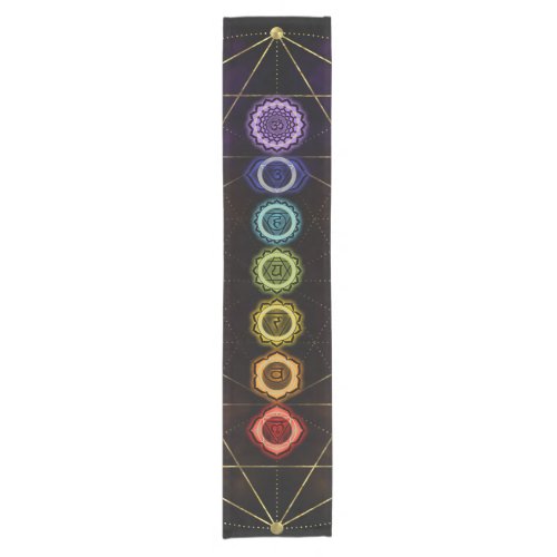 Colorful Glowing  Chakras Short Table Runner