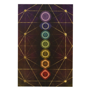 Colorful Glowing Chakras Wood Wall Decor