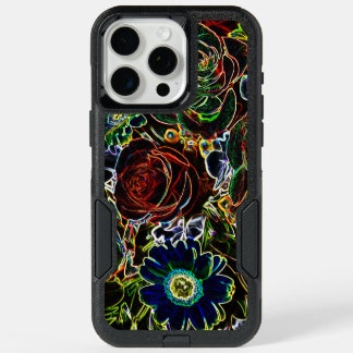 Colorful Glowing Edged Daisies and Roses iPhone 15 Pro Max Case