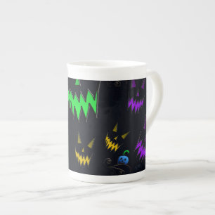 Colorful Glowing Jack O' Lanterns Bone China Mug