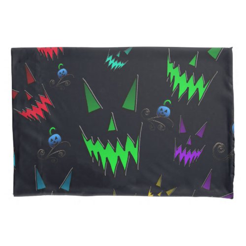 Colorful Glowing Jack O Lanterns Pillow Case