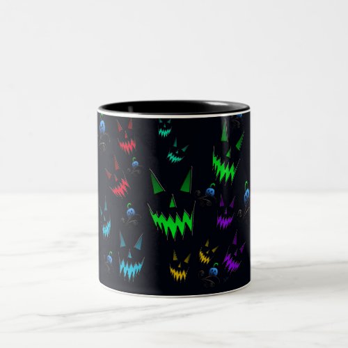 Colorful Glowing Jack O Lanterns Two_Tone Coffee Mug