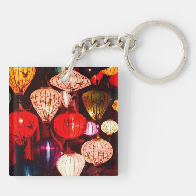 Colorful Glowing Ornate Lanterns Keychain (Back)