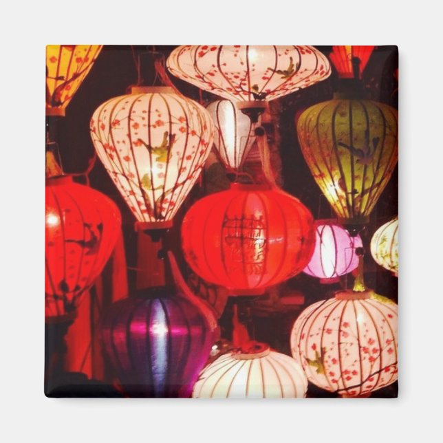 Colorful Glowing Ornate Lanterns Magnet (Front)