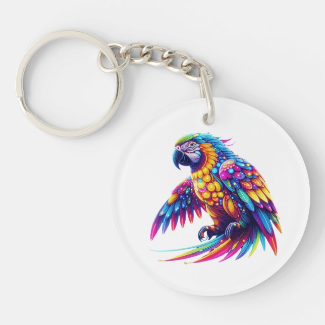 Colorful glowing parrot keychain (Front)