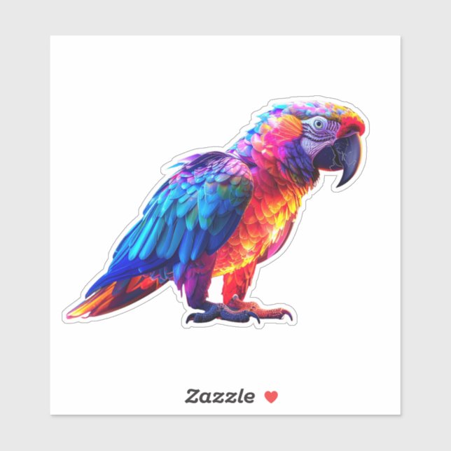 Colorful Glowing Parrot  Sticker (Sheet)