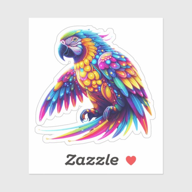 Colorful glowing parrot sticker (Sheet)
