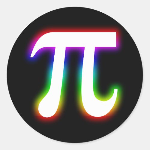 Colorful Glowing Pi  Math Classic Round Sticker