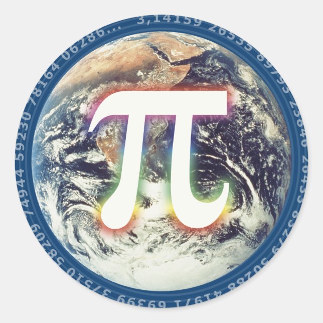 Colorful Glowing Pi - math sticker (Front)
