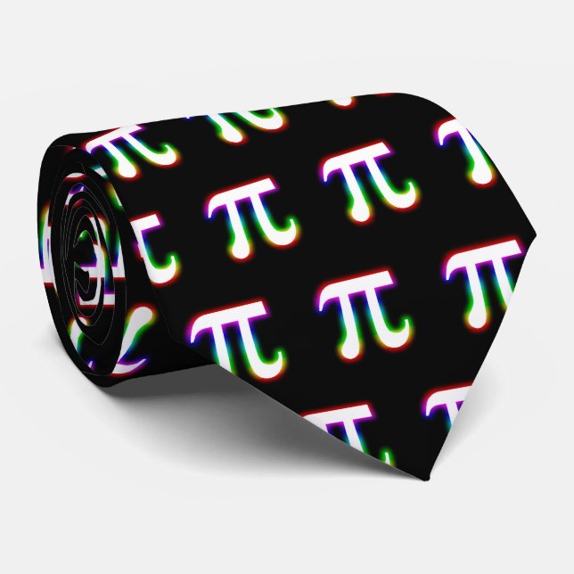 Colorful Glowing Pi Pattern | Geek Black Tie (Rolled)