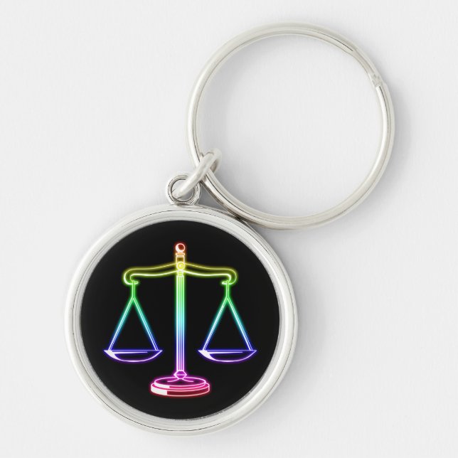 Colorful Glowing Scales of Justice Keychain (Front)