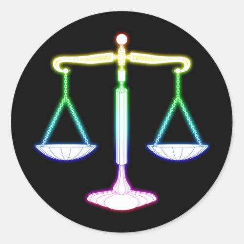 Colorful Glowing Scales of Justice  Law Gifts Classic Round Sticker